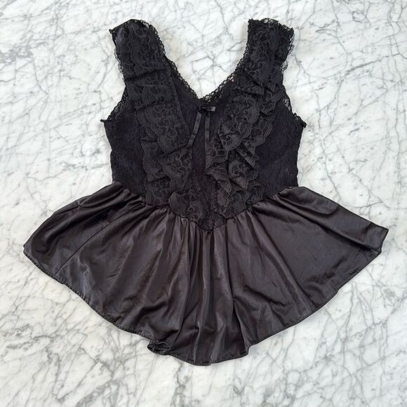 Vandemere Large VINTAGE Black Lace Lingerie Top Dress - Picture 1 of 7